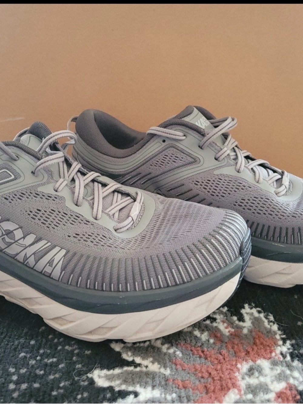 Hoka Gray Mesh Running Shoes